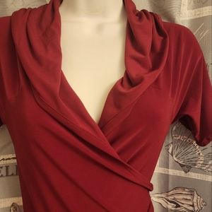 Vintage Norma Kamali red hoodie wrap dress
